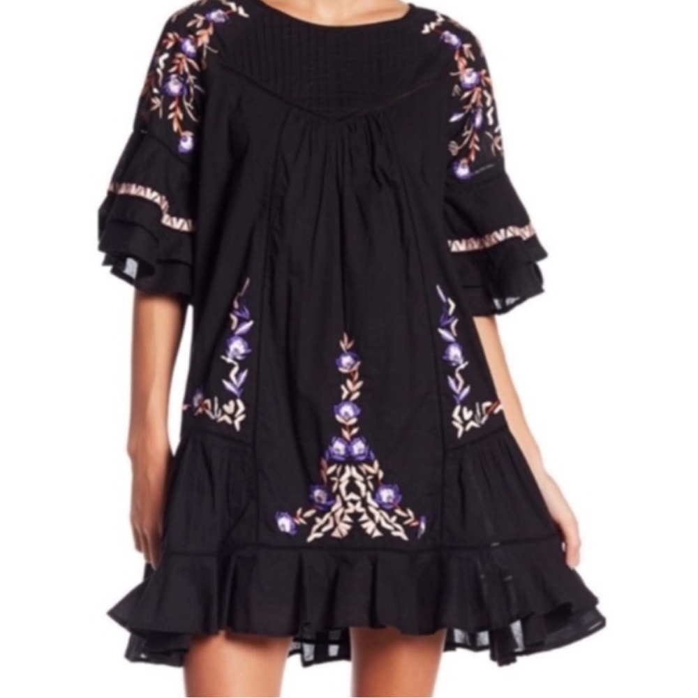New Free People Black Embroidered Dress - Picture 2 of 3